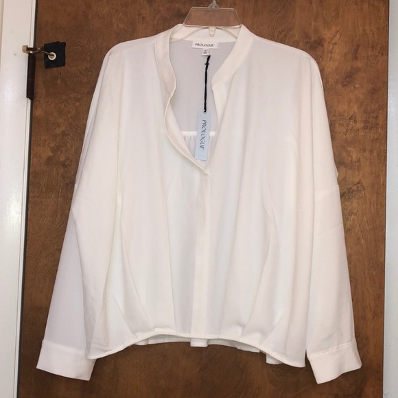 ✨Prologue Long Sleeve Black Back Tuck Blouse - Picture 3 of 5